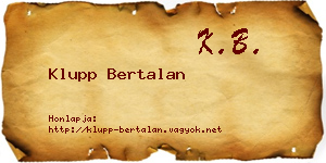 Klupp Bertalan névjegykártya